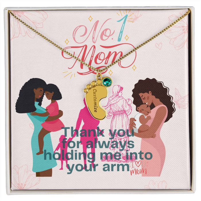# 1. MOM -Beautiful Bond-Baby Feet Necklace with Birthstone❤️