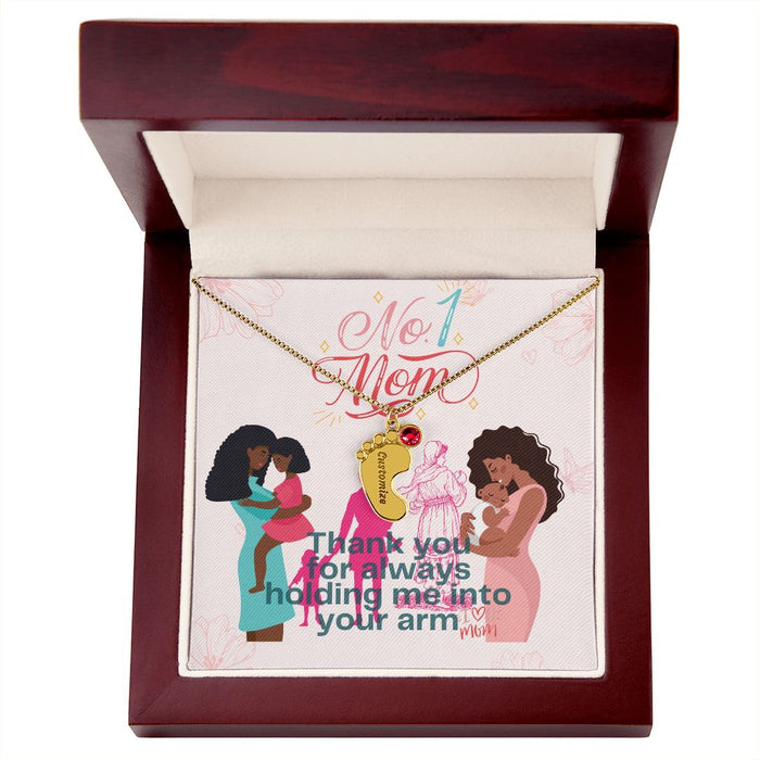 # 1. MOM -Beautiful Bond-Baby Feet Necklace with Birthstone❤️