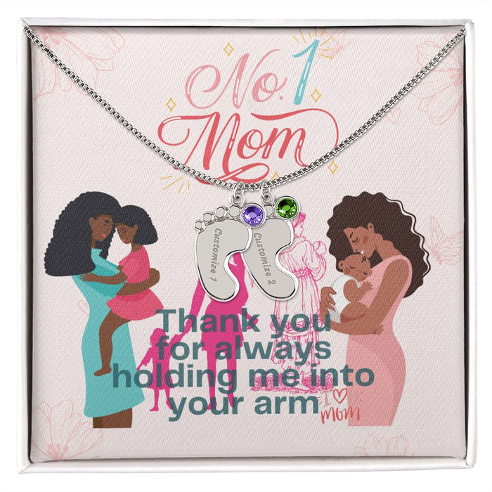 # 1. MOM -Beautiful Bond-Baby Feet Necklace with Birthstone❤️