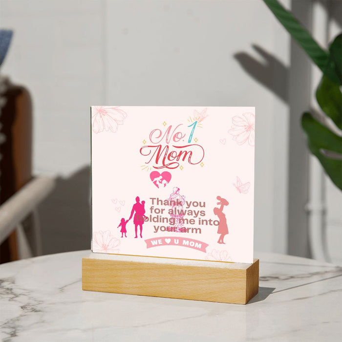# 1 MOM -Thank You-Square Acrylic Plaque! ❤️