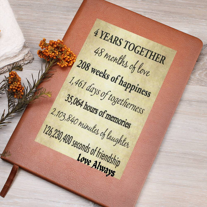 4 Years Together-Best Gift-Graphic Leather Journal-