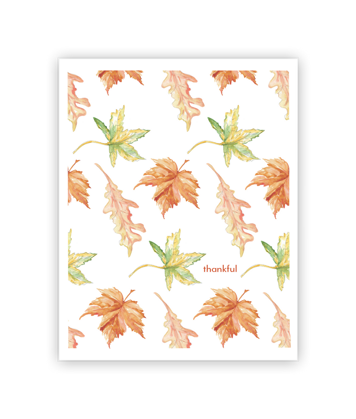 Autumn Fall Leaves Thankful Watercolor Fall Card