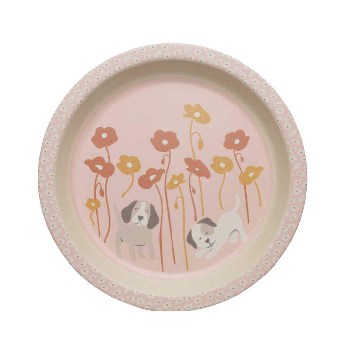 Bamboo Mini Plate | Puppies & Poppies