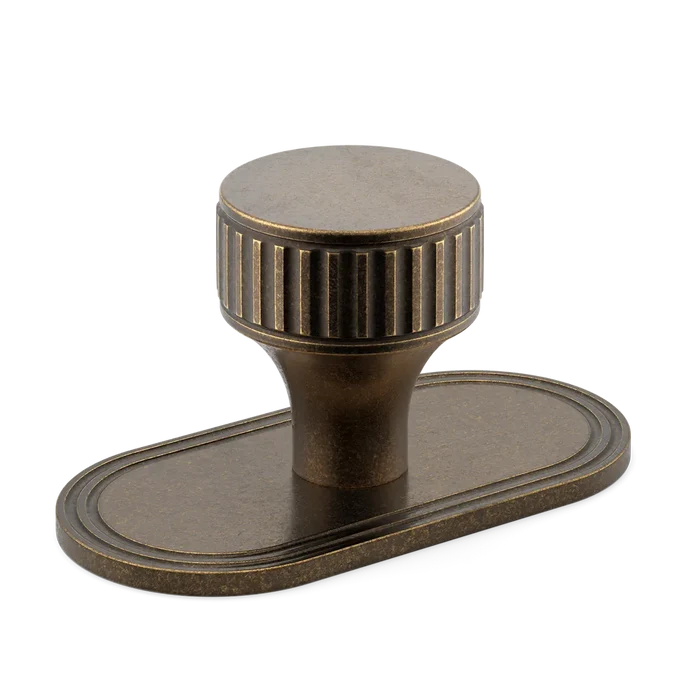 Barwick Ridged Cabinet Knob with Backplate By Armac Martin