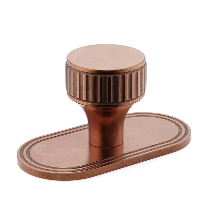 Barwick Ridged Cabinet Knob with Backplate By Armac Martin