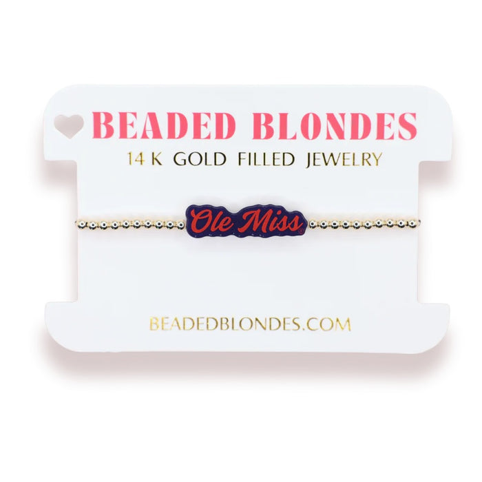 Beaded Blondes - Bracelet - Collegiate Charm - On Gold - Findlay Rowe Designs
