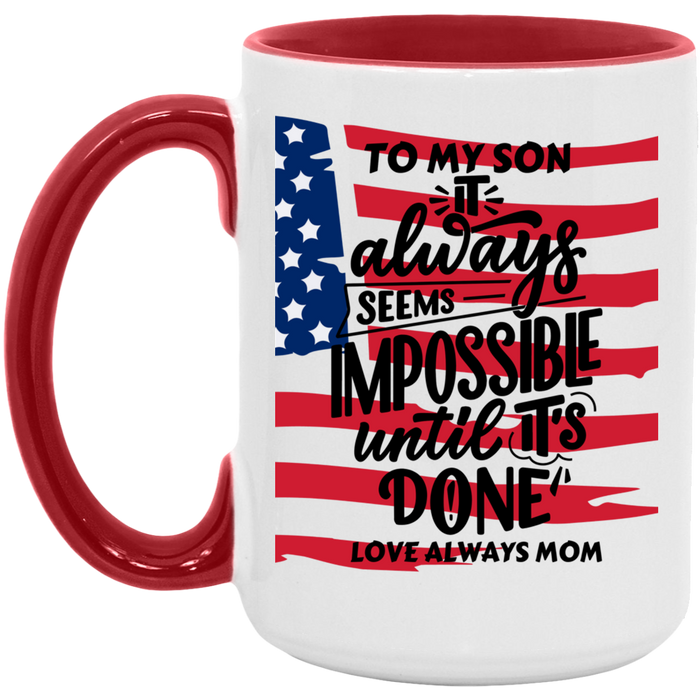 Black White W/Flag 15oz. Accent Mug