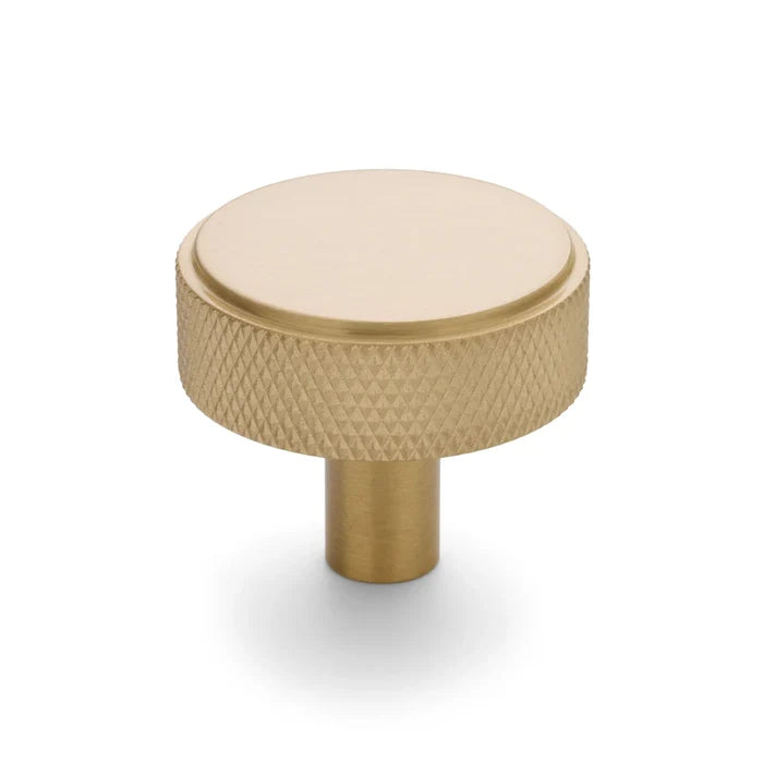 Brushed Brass Round Knurled Cabinet Knob - Octavia - Manovella
