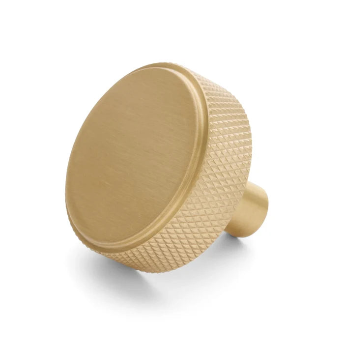 Brushed Brass Round Knurled Cabinet Knob - Octavia - Manovella