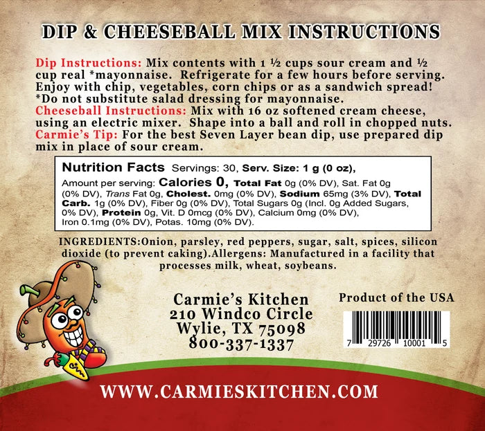 Carmie's Kitchen - Dip Mix - Manana Mexican - Findlay Rowe Designs