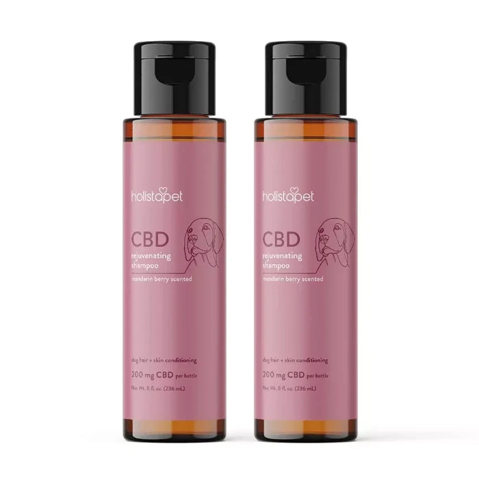 HolistaPet CBD Dog Shampoo, a bottle of CBD-infused dog shampoo with natural ingredients.