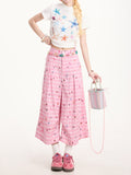 Colorful Star Pink Plaid Cropped Pants
