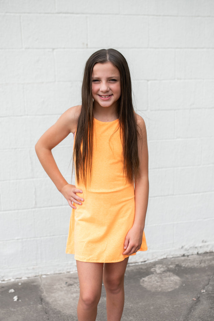 Cross Strap Back Mini Dress Orange