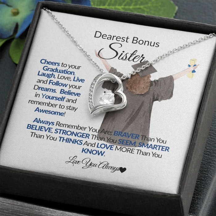Dearest Bonus Sister-Cheers to Your Graduation-Forever Love Necklace