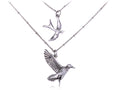 Enamel Double Chain Style Bird Necklace With Locking Clasp