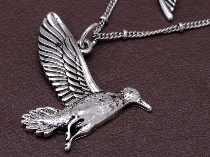 Enamel Double Chain Style Bird Necklace With Locking Clasp