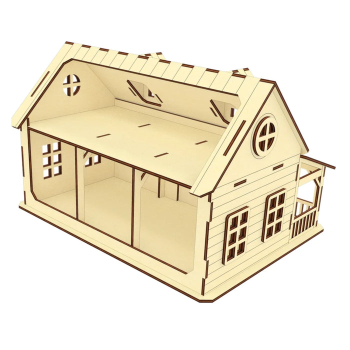 Farmer's Dollhouse with Veranda and Open Back Wall - Glowforge