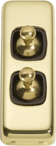 2 Gang H82xW30 / Brown / Polished Brass