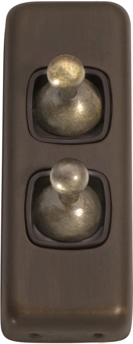 2 Gang H82xW30 / Brown / Antique Brass