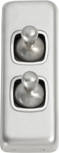 2 Gang H82xW30 / White / Satin Chrome