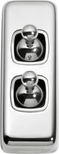 2 Gang H82xW30 / White / Chrome Plated