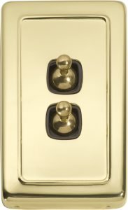 2 Gang H115xW72 / Brown / Polished Brass