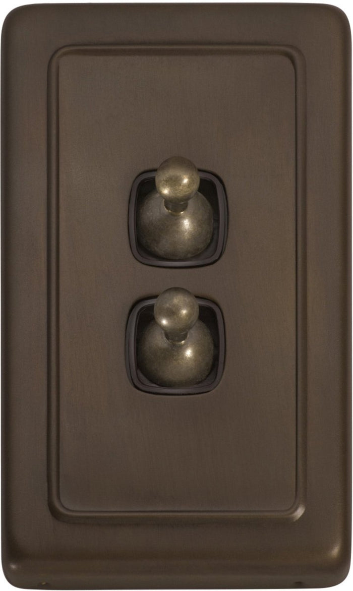2 Gang H115xW72 / Brown / Antique Brass