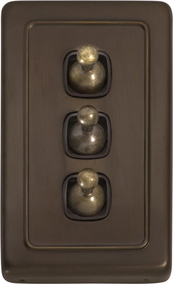 3 Gang H115xW72 / Brown / Antique Brass