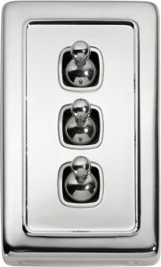 3 Gang H115xW72 / White / Chrome Plated