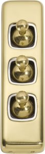 3 Gang H108xW30 / White / Polished Brass