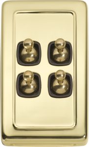 4 Gang H115xW72 / Brown / Polished Brass
