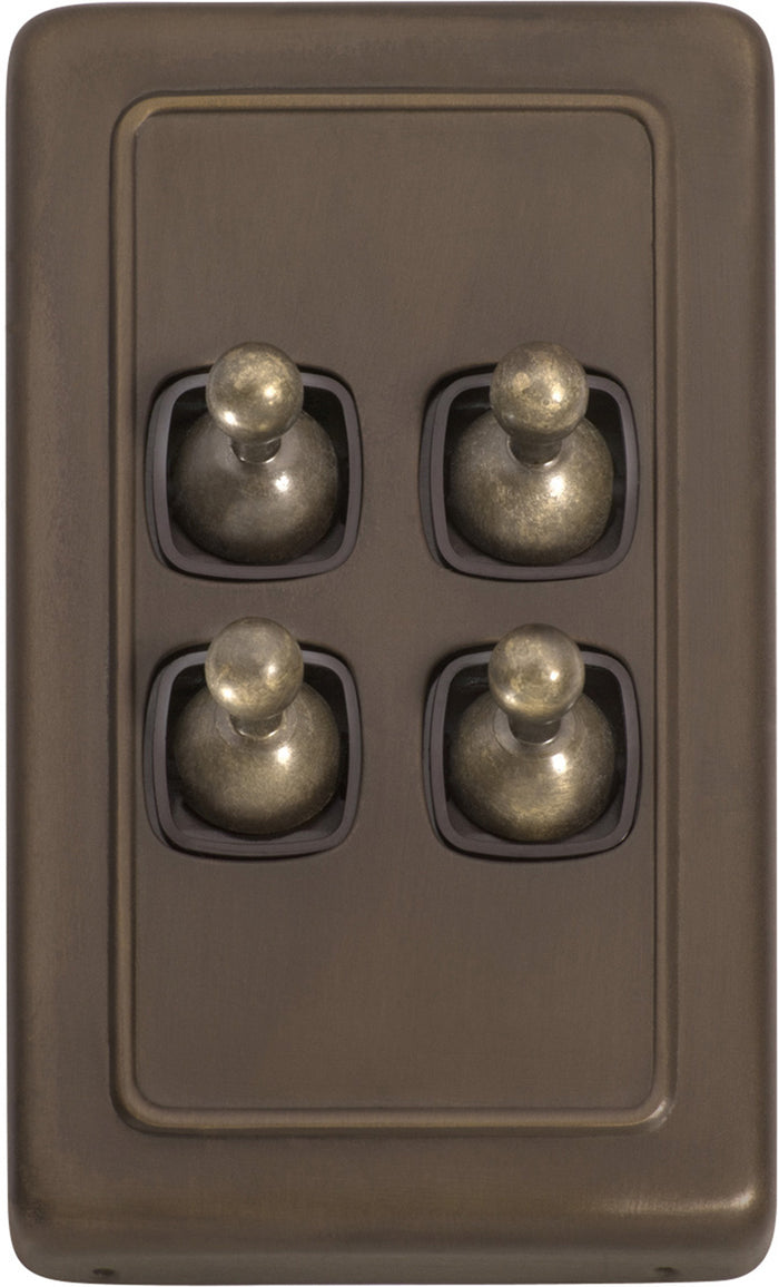 4 Gang H115xW72 / Brown / Antique Brass