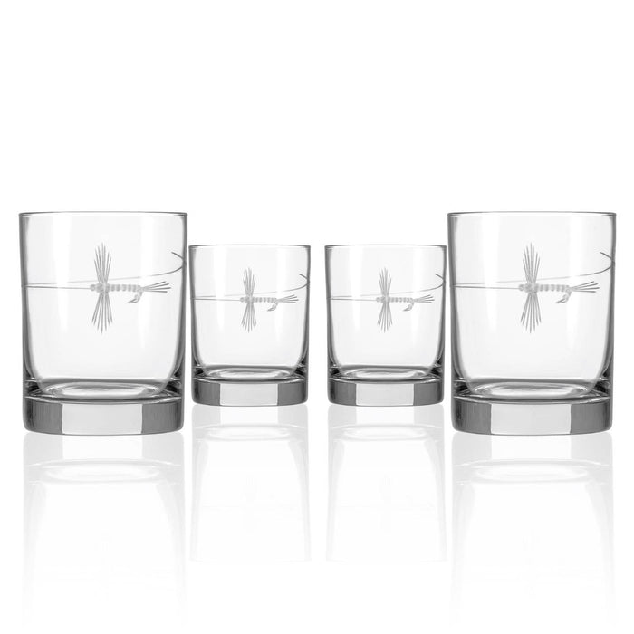 Fly Fishing Double Old Fashioned Glass