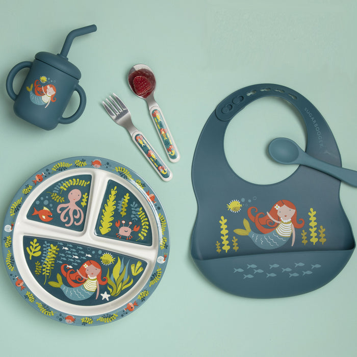 Fresh & Messy Silicone Bib & Spoon Set | Isla the Mermaid