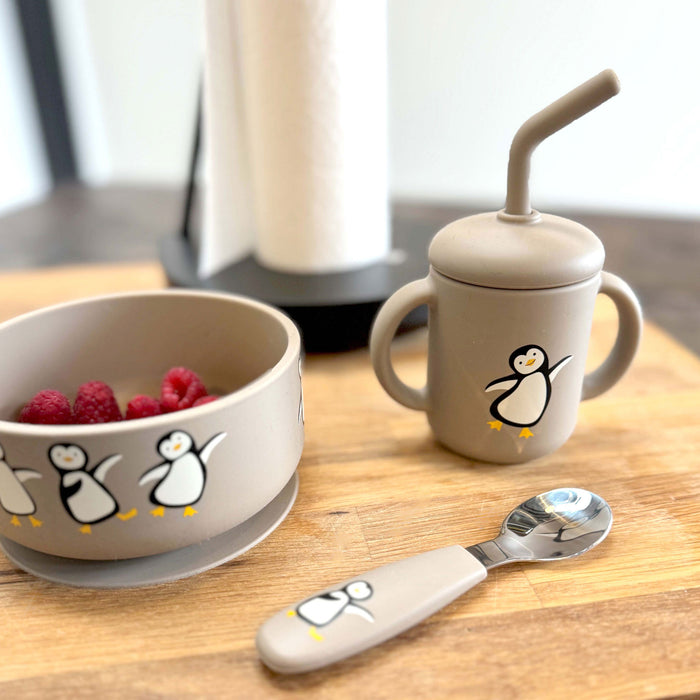 Fresh & Messy Silicone Suction Bowl & Spoon Set | Penguin