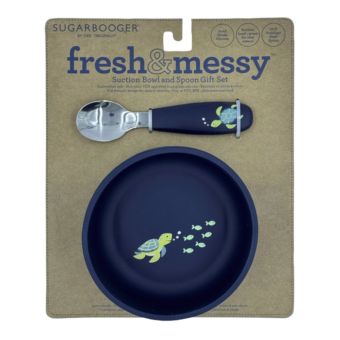 Fresh & Messy Silicone Suction Bowl & Spoon Set | Sea Turtle