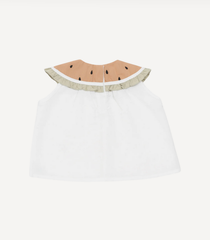 Frutys Blouse | Watermelon | Crispy White (24-30M Only)