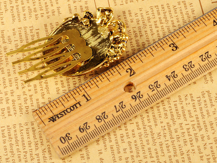 Gold Sculpted Lady Embellished Intricately Carved Single Hair Pin