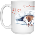Good morning-Dog 15 oz White Glass Mug