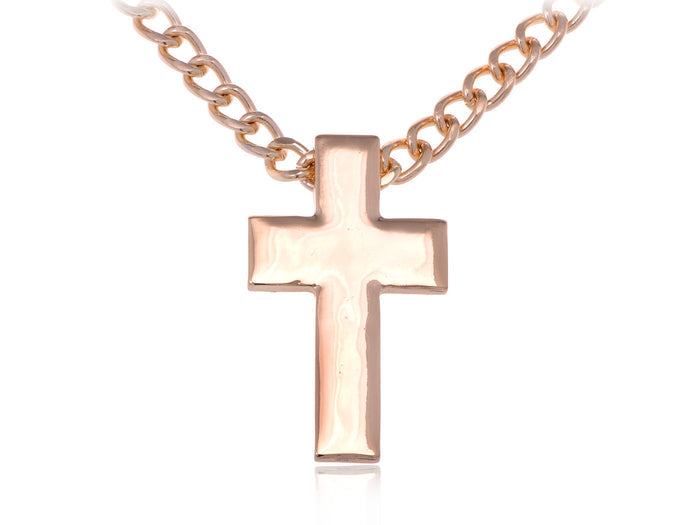 High Sheen Enamel Chain Link Style Two Inch Cross Necklace