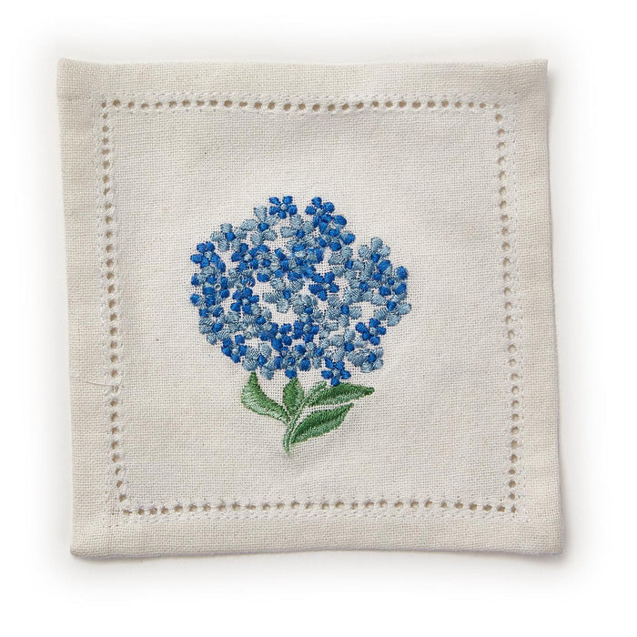 Hydrangea Embroidered Cocktail Napkins