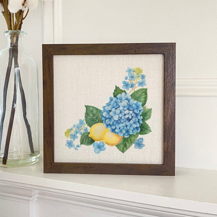 Hydrangeas and Lemons - Summer Framed Sign