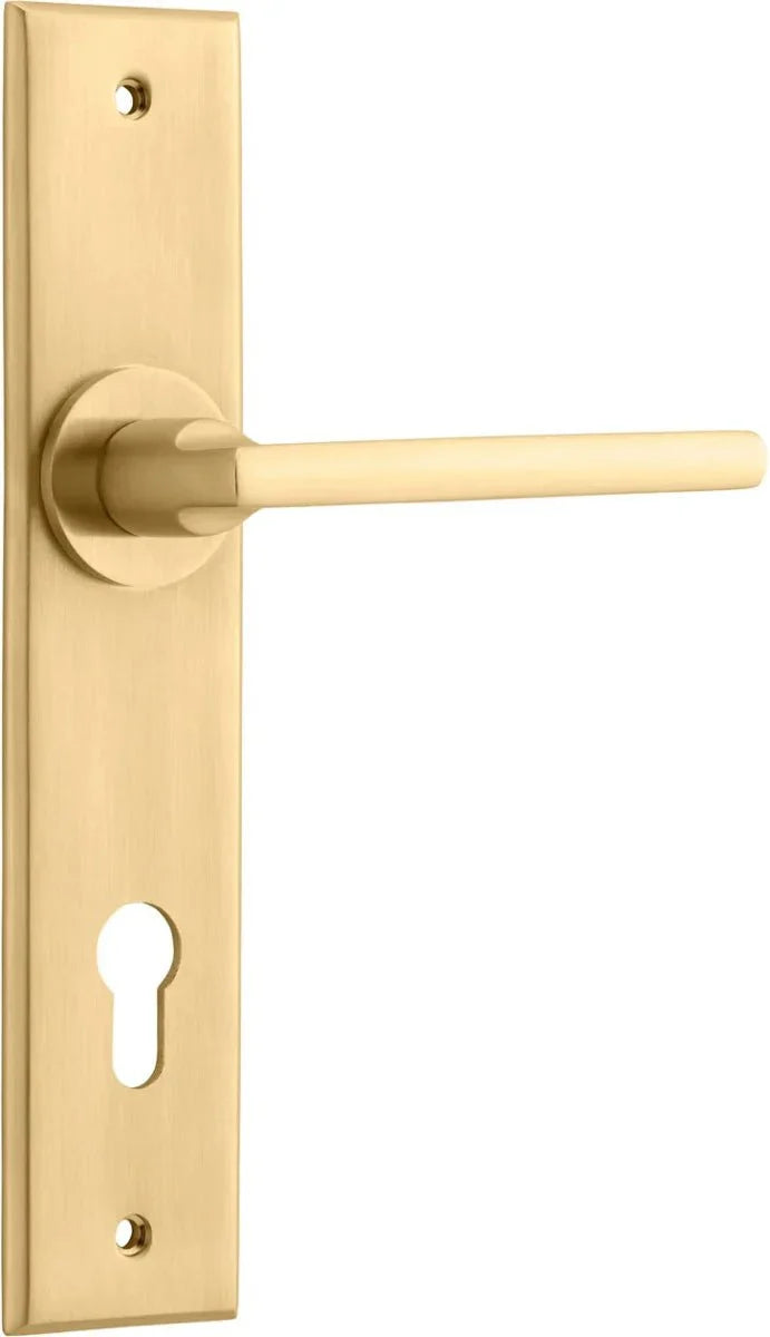 IVER Baltimore Solid Brass Chamfered Plate Door Handle – Multiple Finishes Available - Entry - Point - 15282E85 - Iver
