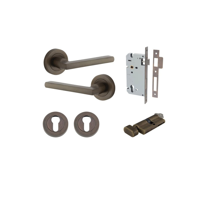 IVER Baltimore Solid Brass Round Rose Door Handle – Multiple Finishes Available - Entry - Point - 9211KENTR60KT - Iver