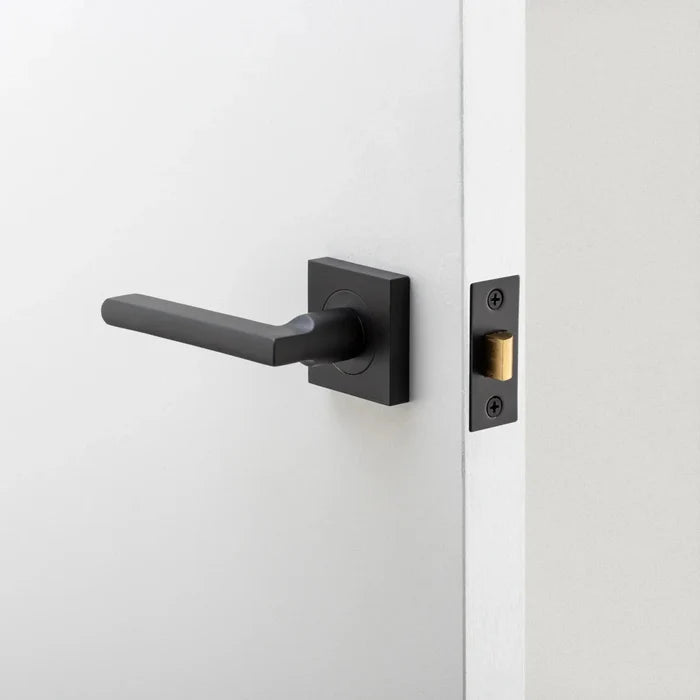 IVER Baltimore Solid Brass Square Rose Door Handle – Multiple Finishes Available - Entry - Point - 0458KPASS60 - Iver