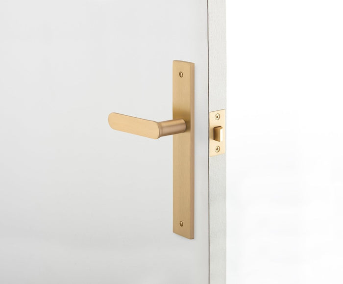 IVER Bronte Solid Brass Rectangular Backplate Door Handle – Multiple Finishes Available - Entry - Point - 15248 - Iver