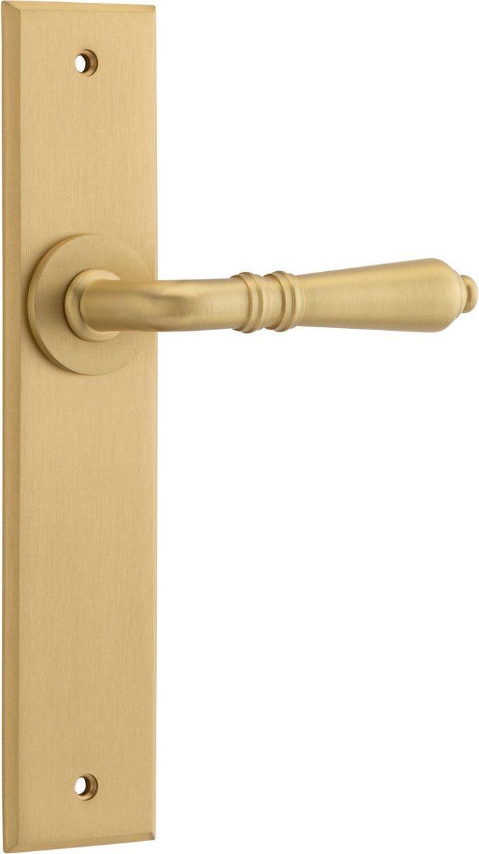IVER Sarlat Solid Brass Chamfered Plate Door Handle – Multiple Finishes Available - Entry - Point - 15780 - Iver