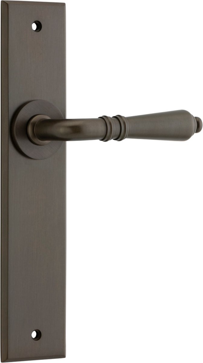 IVER Sarlat Solid Brass Chamfered Plate Door Handle – Multiple Finishes Available - Entry - Point - 10780 - Iver