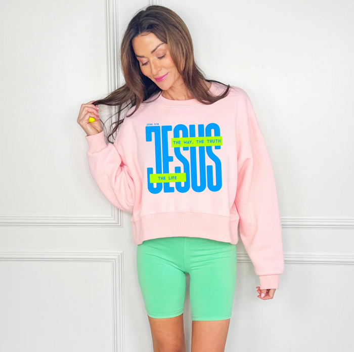 Jesus The Way The Truth The Life Crop Sweatshirt