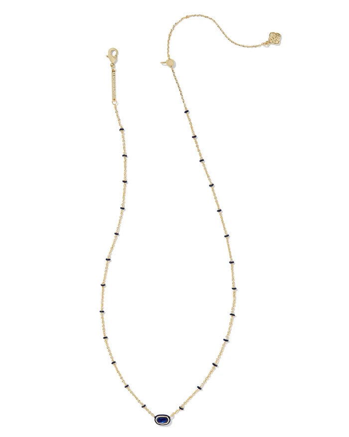 Kendra Scott - Mini Elisa Gold Enamel Frame Short Pendant Necklace - Navy Mother-of-Pearl - Findlay Rowe Designs